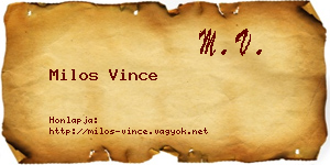 Milos Vince névjegykártya